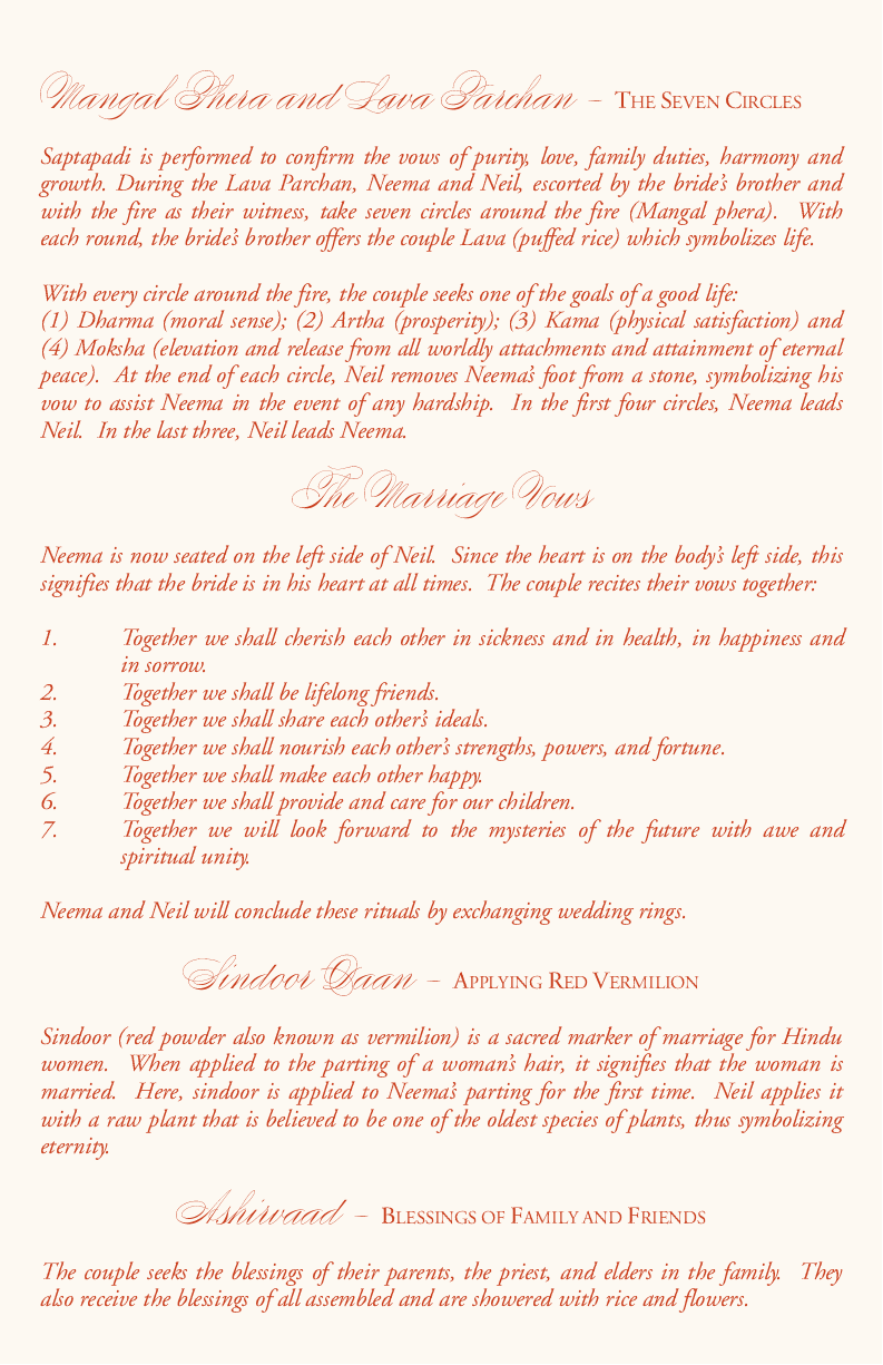 Indian Weddings Lotus Hindu Wedding Ceremony Program